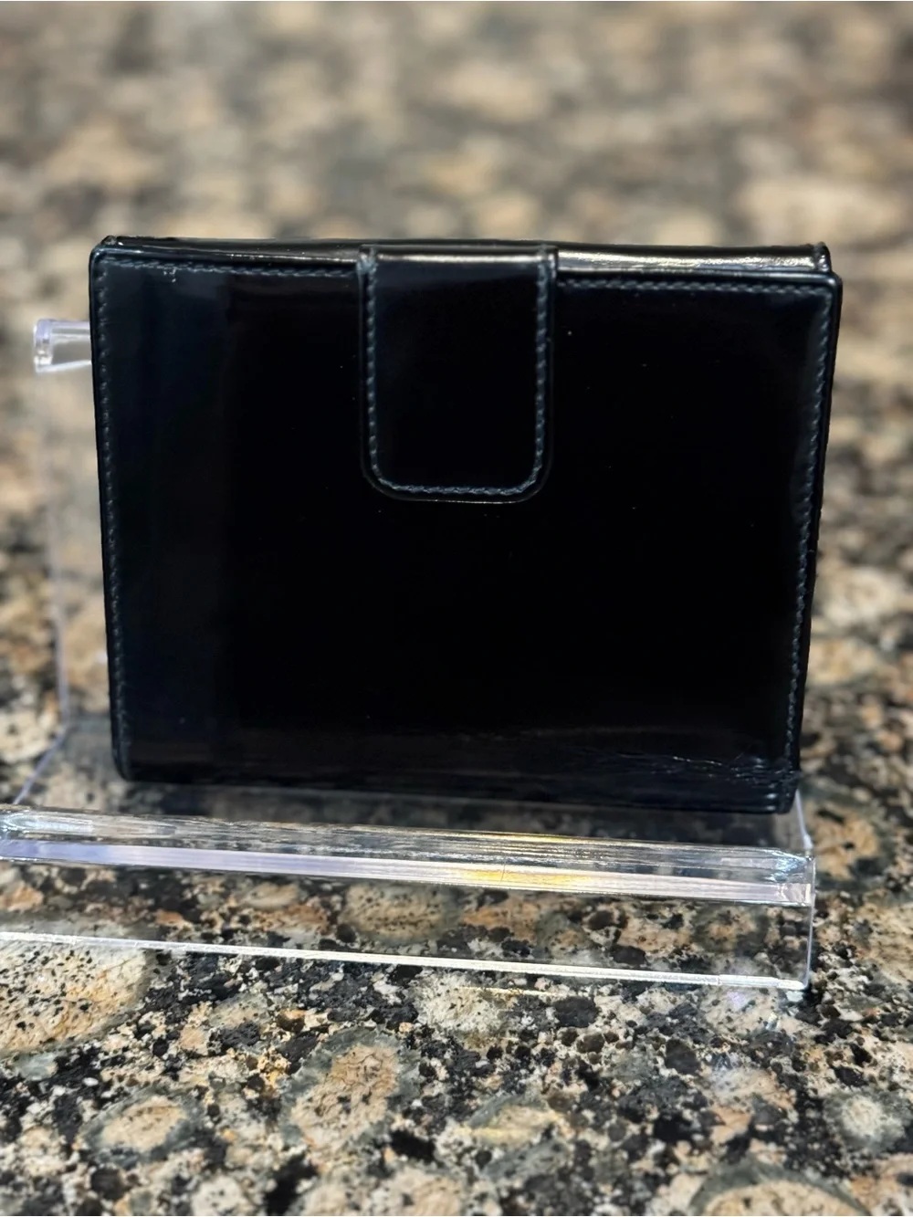 Gucci Black Patent Leather Compact Wallet VINTAGE